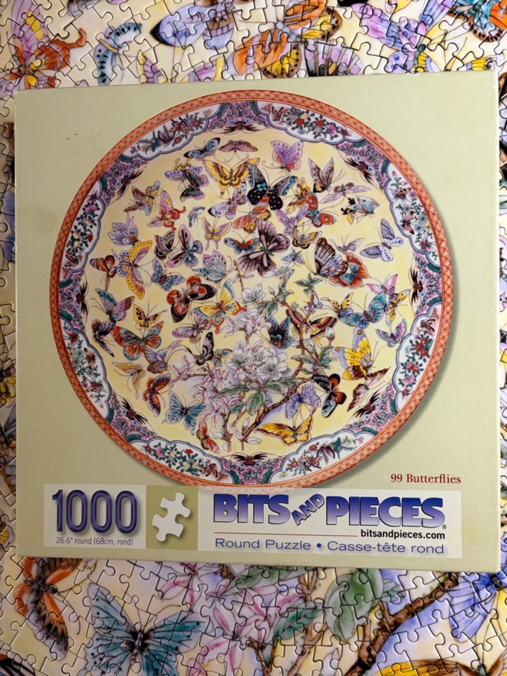🧩1000 Piece Bits and Pieces Round Puzzle “99 Butterflies”. Difficult. Complete.